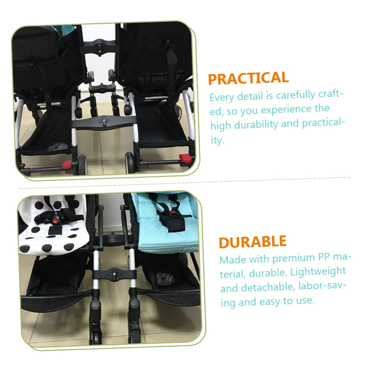 Abaodam Stroller Connectors for Twins Double Stroller Caddy Pp Material Durable Easy to Install