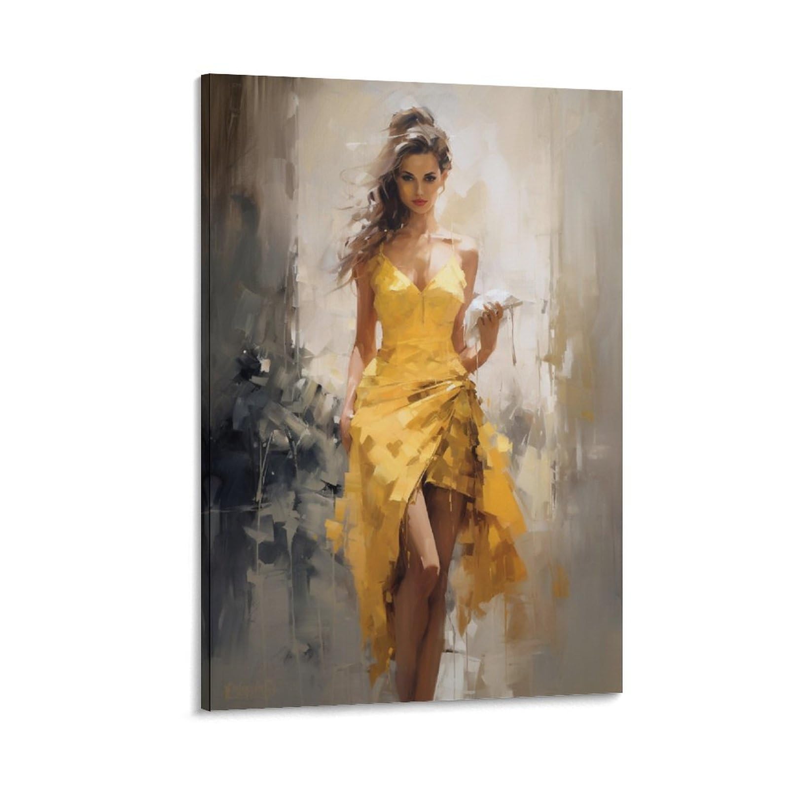 AYAROS Beautiful Woman Wall Art Canvas Poster Retro Gorgeous Dress Wall Decor Poster Dormitory Decor Painting Art Framed 16x24 inch