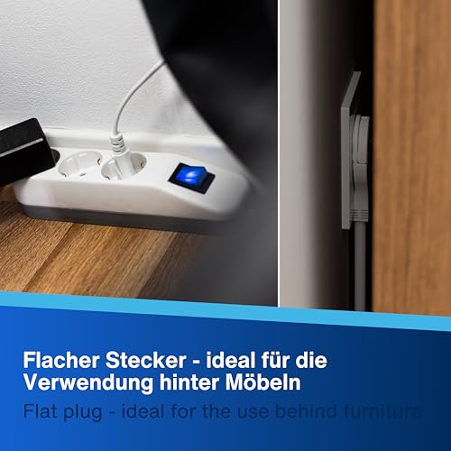 REV Ice Steckdosenleiste, 3-Fach Steckdose, Mehrfachsteckdose 3fach, 1,4m, max. 3680W, weiß