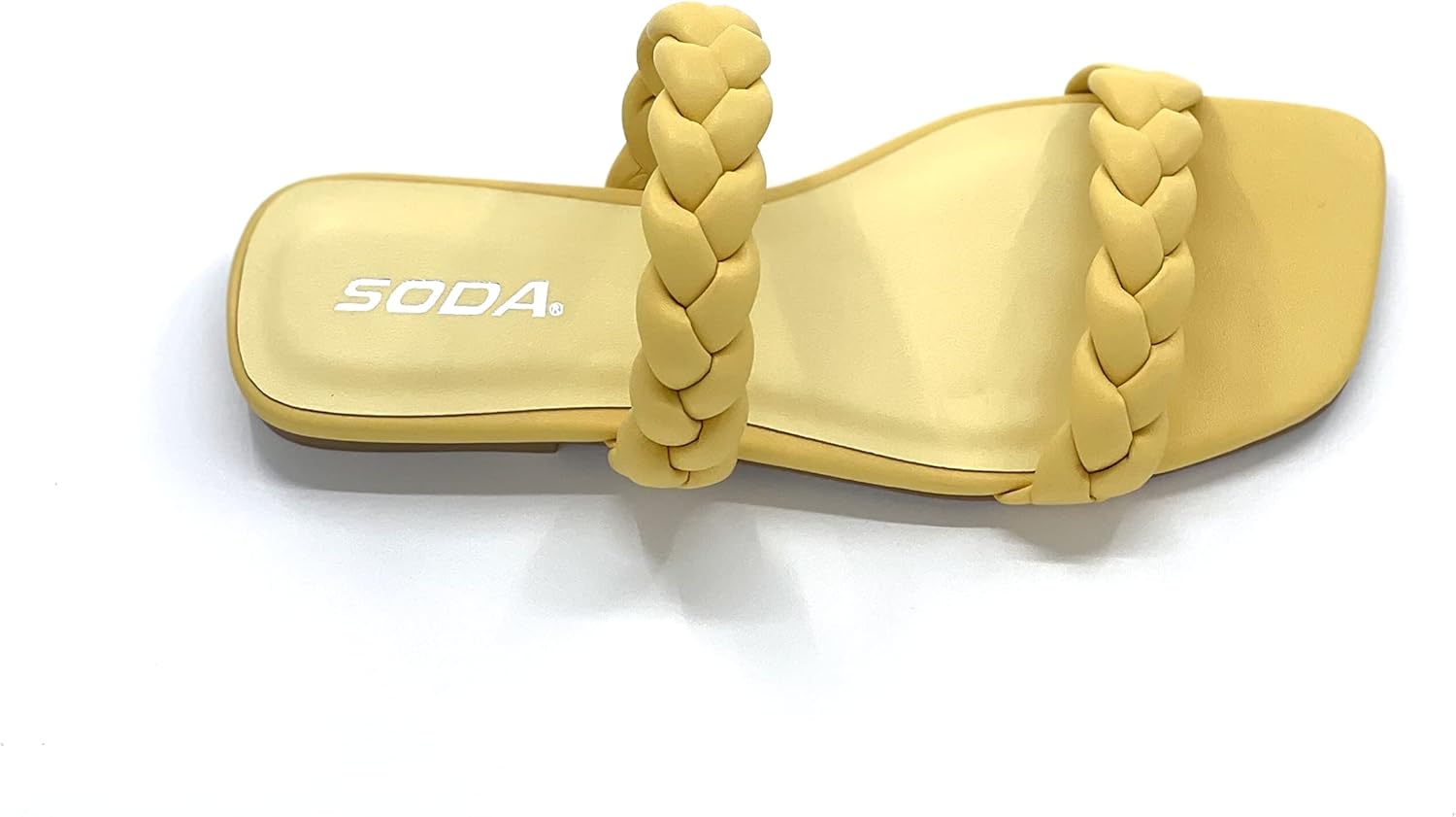 Soda VAULT Women's Square Open Toe Flat Sandals Braided Strap Slip-on Slides Woven Sandals - Image 4