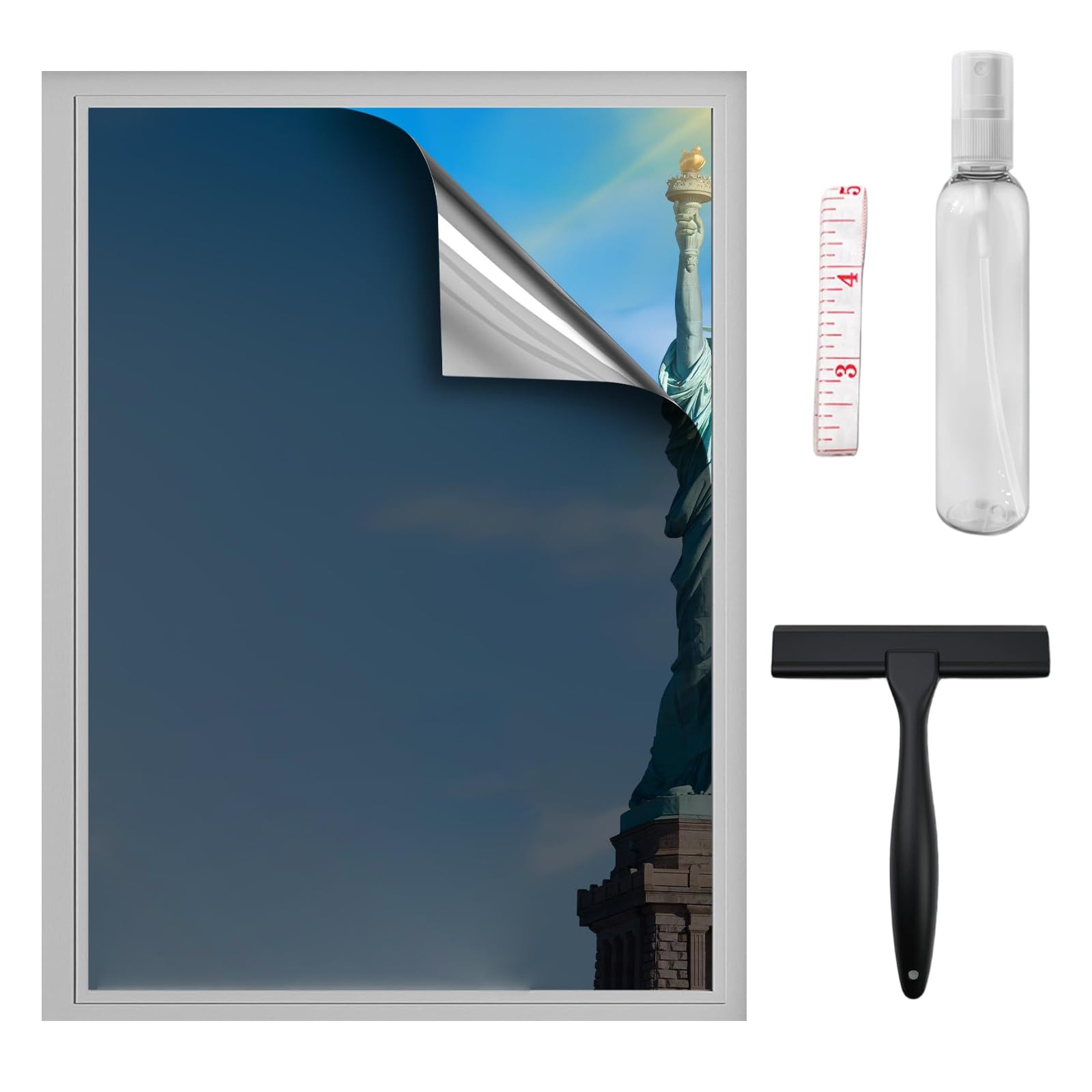 Easy Installation Cling Mount Window Shade 60x200cm Dark Silver Color Reflects Warmth and Reduces Sun Glare Inside Not Adhesive Window Tint