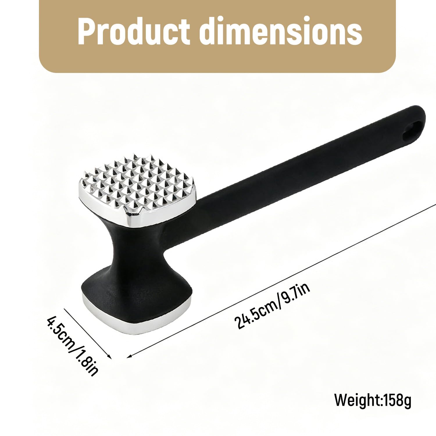 Meat Tenderizer Hammer - Comfortable Grip -2