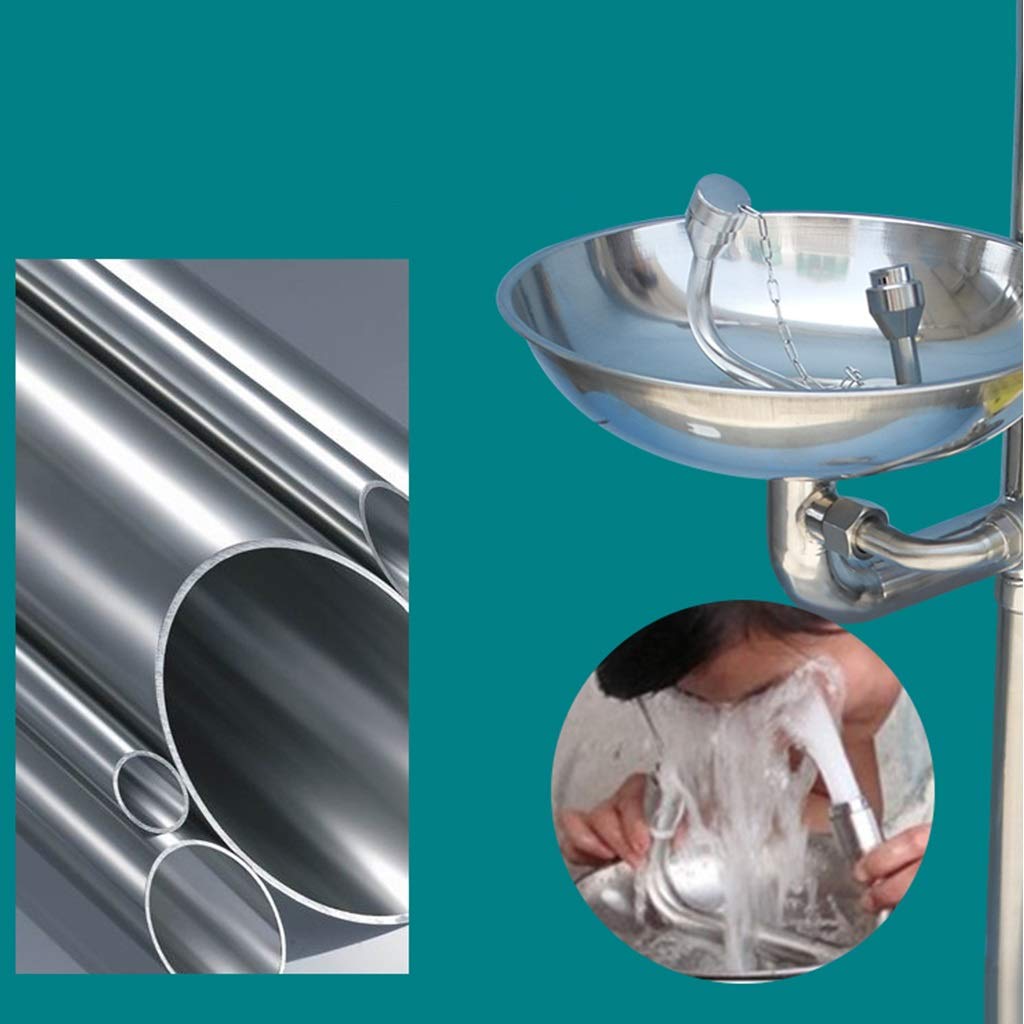 BBGS Lavaocchi Stazione di Lavaggio Oculare di Emergenza, con Sistema Doccia, Ciotola per Lavare Il Viso di Sicurezza, Tutti I 304 in Acciaio Inox A Doppio Ugello