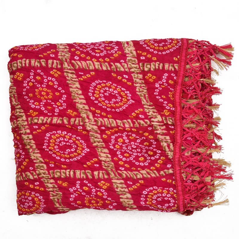 Women Rajasthani Traditional Silk Bandhej Dupatta 2.25Mtr2