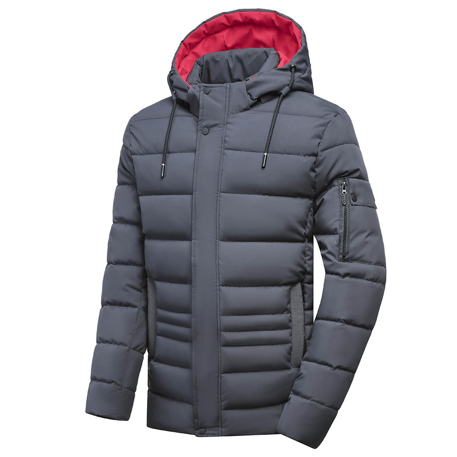 Parka da uomo impermeabile – Piumino da uomo con cappuccio a maniche lunghe cappotti invernali da uomo impermeabile caldo tinta unita piumino da uomo all'aperto con coulisse felpa con cappuccio con