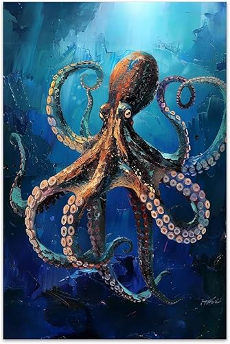 Miniatura 9 de COTAIL Lienzo sin marco para decoración de pared de dormitorio, oficina, 18 x 12 pulgadas, decoración de pared de pavo real azul para sala de estar