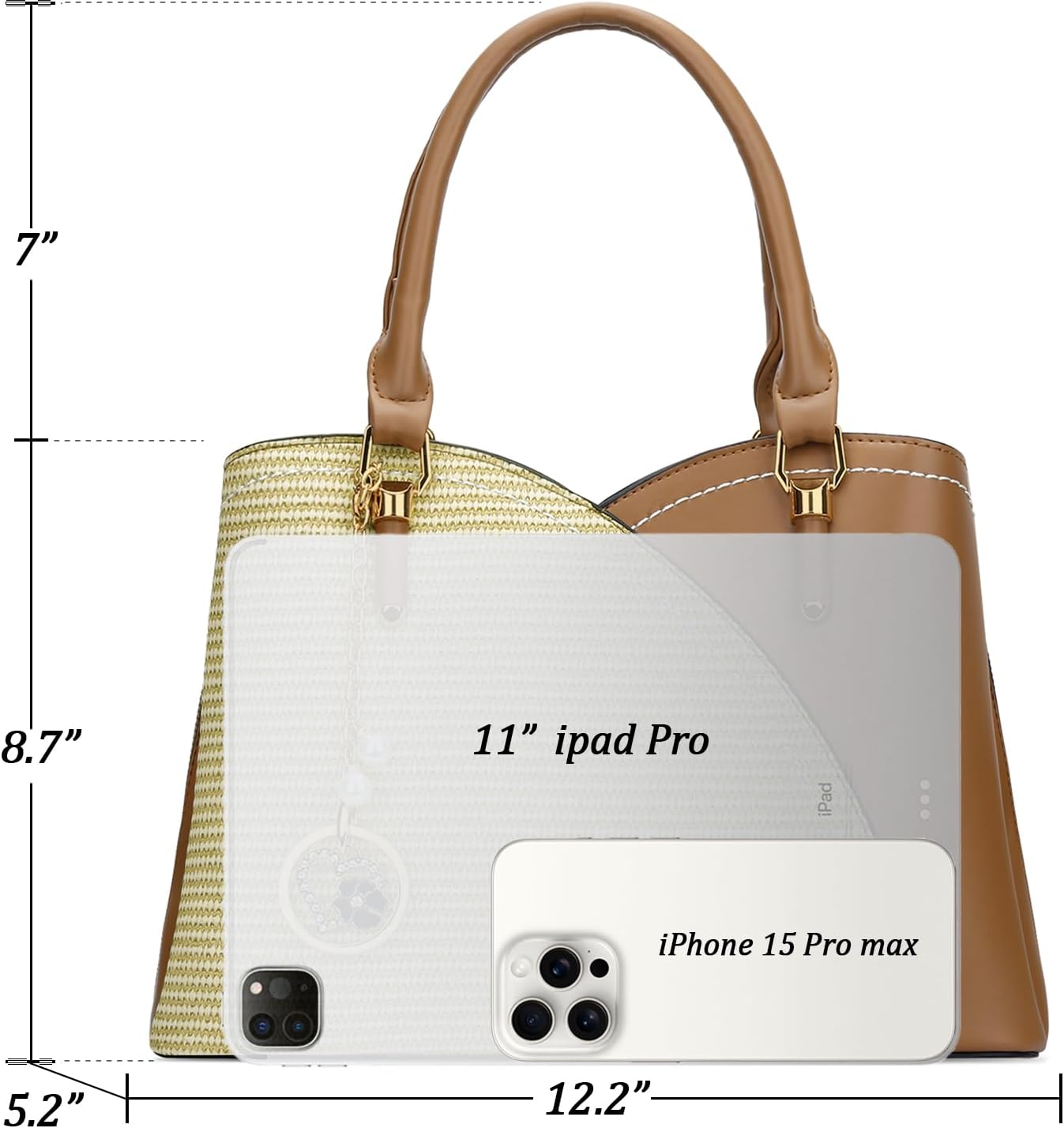 KKXIU Triple Compartments Purses and Handbags for Women Fashion Ladies Satchel Shoulder Top Handle Bag - Image 5