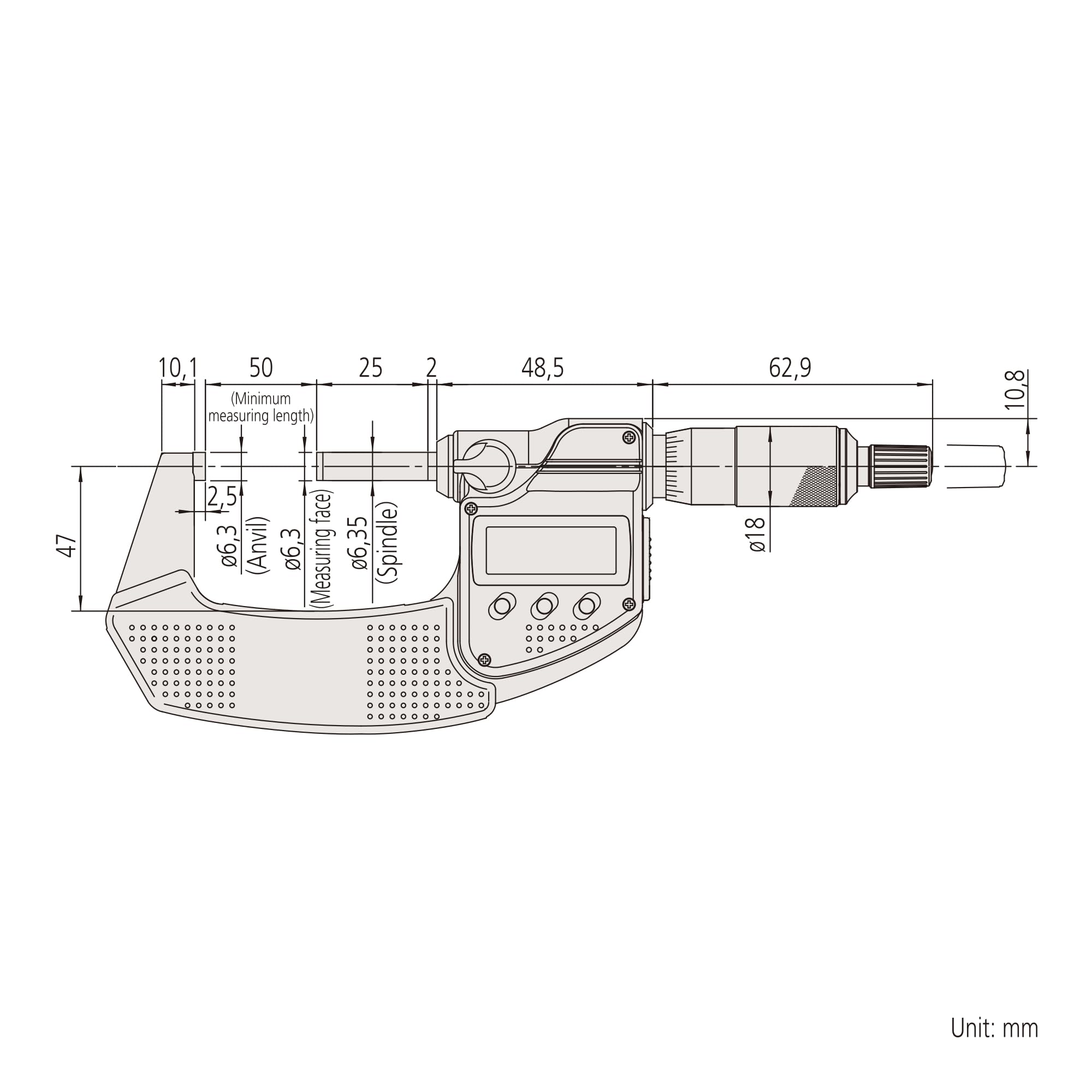 Mitutoyo 293-242-30 Digimatic Bügelmessschraube | 0,001 mm, Datenausgang, IP65