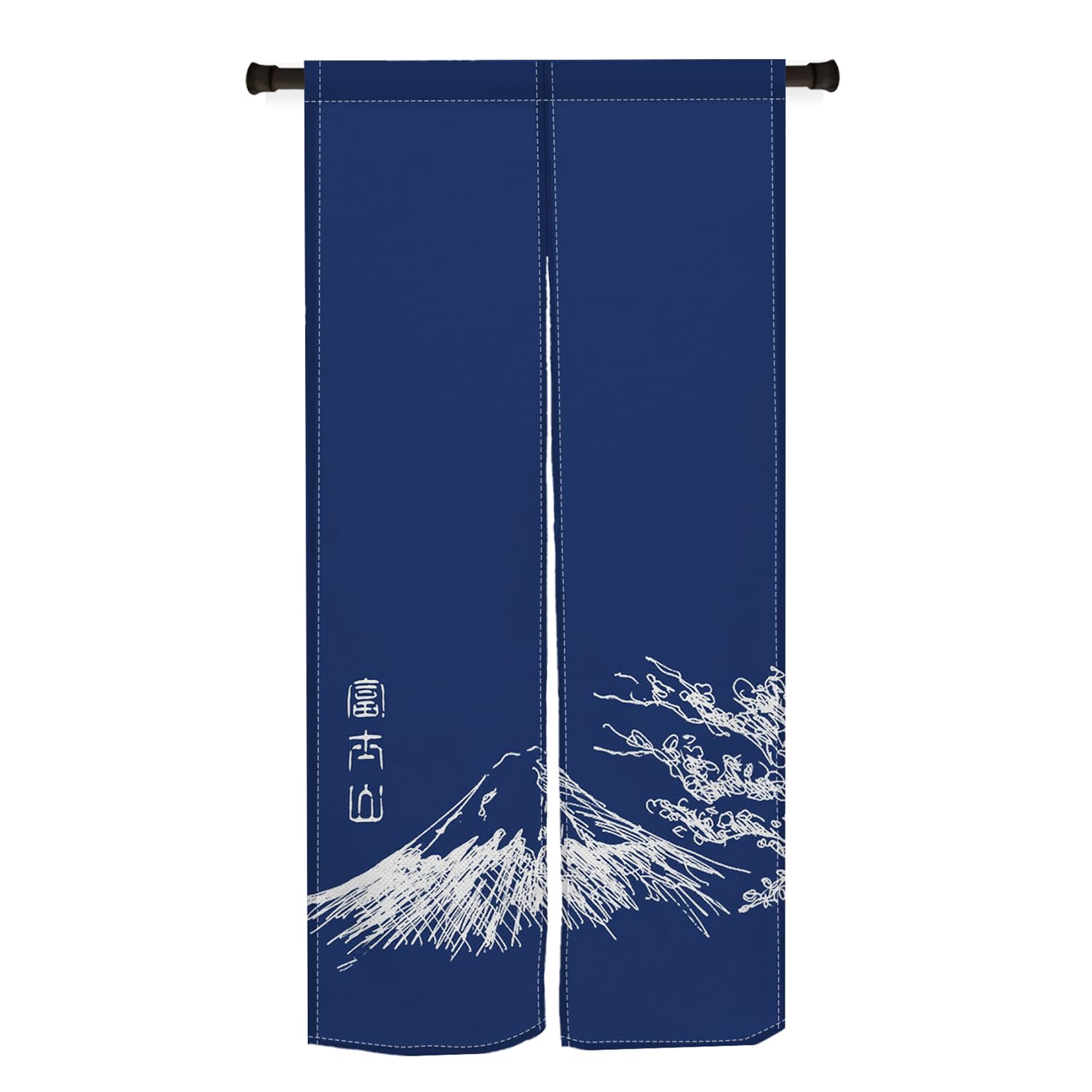 JNWKGN のれん 富士山 紺色 和風 浮世絵 幅72㎝×丈150cm 居酒屋 和食店 おしゃれ 和モダン 北欧風 レトロ すだれ カット済み ロング おしゃれ 目隠し 見えにくい 遮光 プライバシー保護 玄関 廊下 厚手 リビング 断熱 省エネ 脱衣所 お風呂 間仕切りカーテン ドアカーテン インテリア ツッパリ棒3㎝ 取り付け簡単 ポリエステル製 オーダー可 四季通用