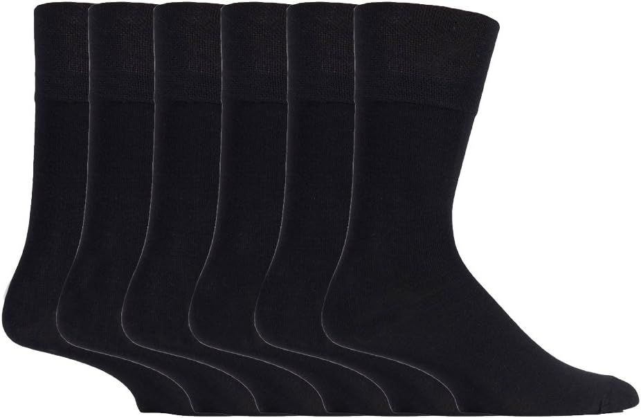 Gentle Grip Sock Shop 6 Pairs Mens Loose Soft Top Non Elastic Bamboo Socks (6-11 UK, SOMRM01)