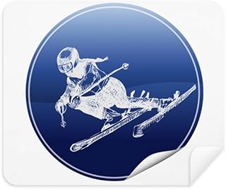 Winter Sport Skiing Retro Pattern Illustration Cleaning Cloth Screen Cleaner 2pcs Suede Fabric
