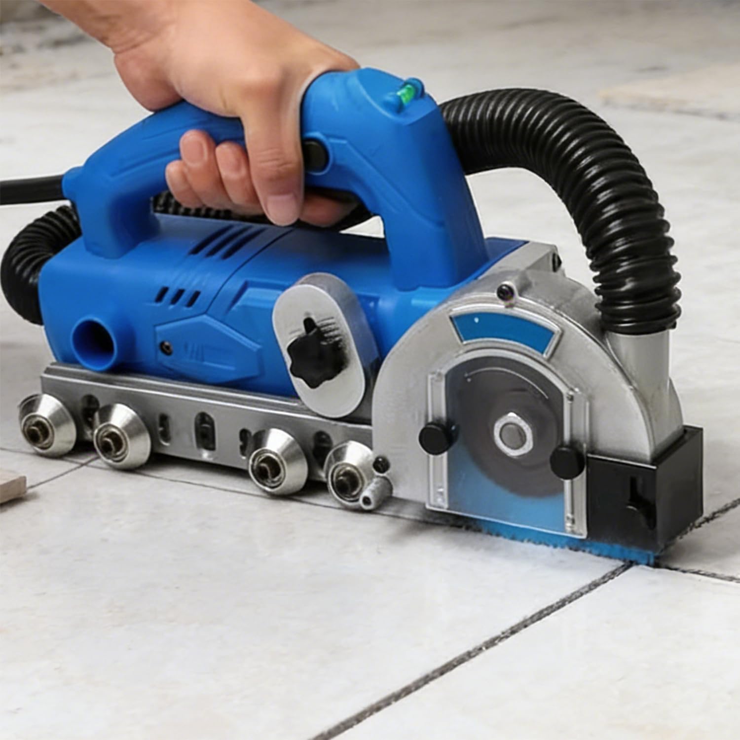 Strumento Rimozione Fughe Fai da Te, Macchina Pulizia Cuciture Piastrelle, 1200W Autoaspirazione Senza Polvere, 9000Giri/min, per Pavimento Doccia Riparazione Stuccatura 4*sawblade