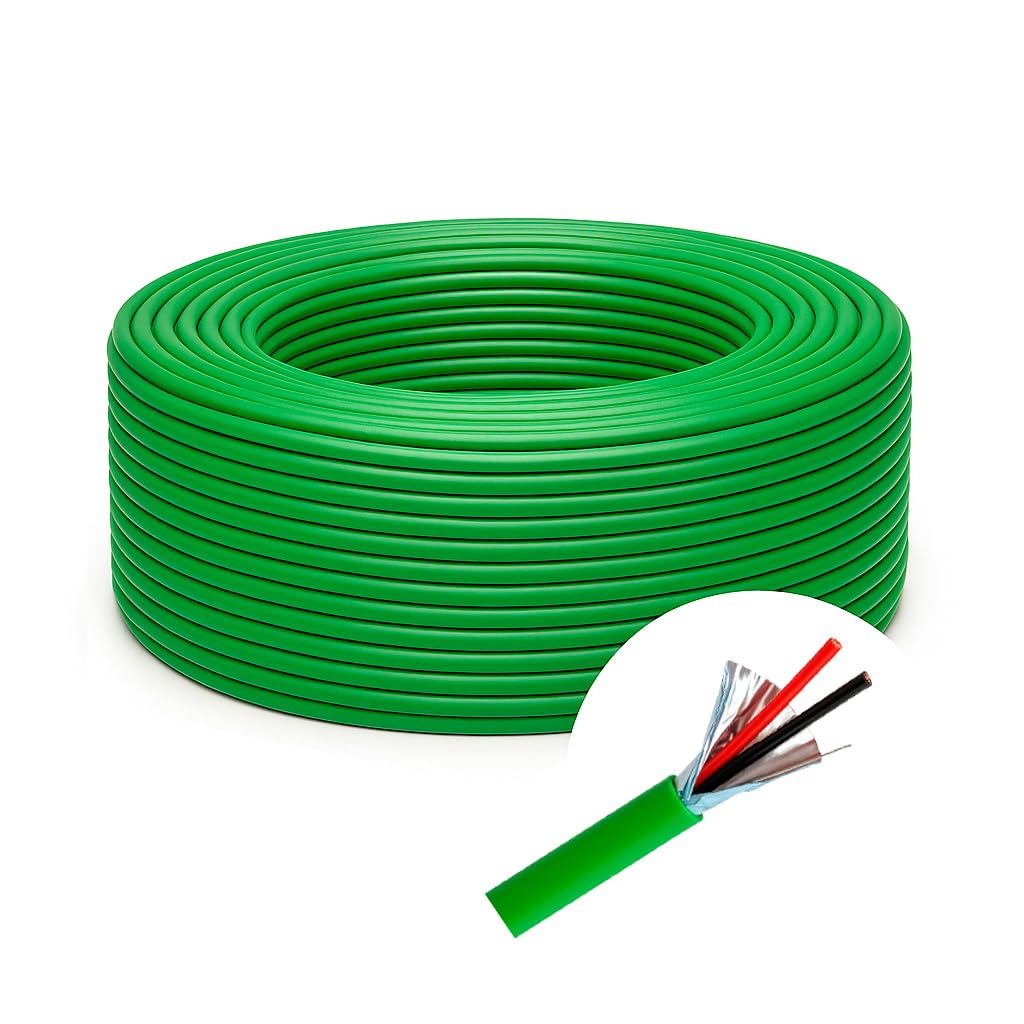 Cable BUS LSZH Verde – para Videoportero Digital, Domótica KNX y Control de Accesos – Libre de Halógenos – 100 m – Center Cable (1x2x0,8mm LSZH Eca)