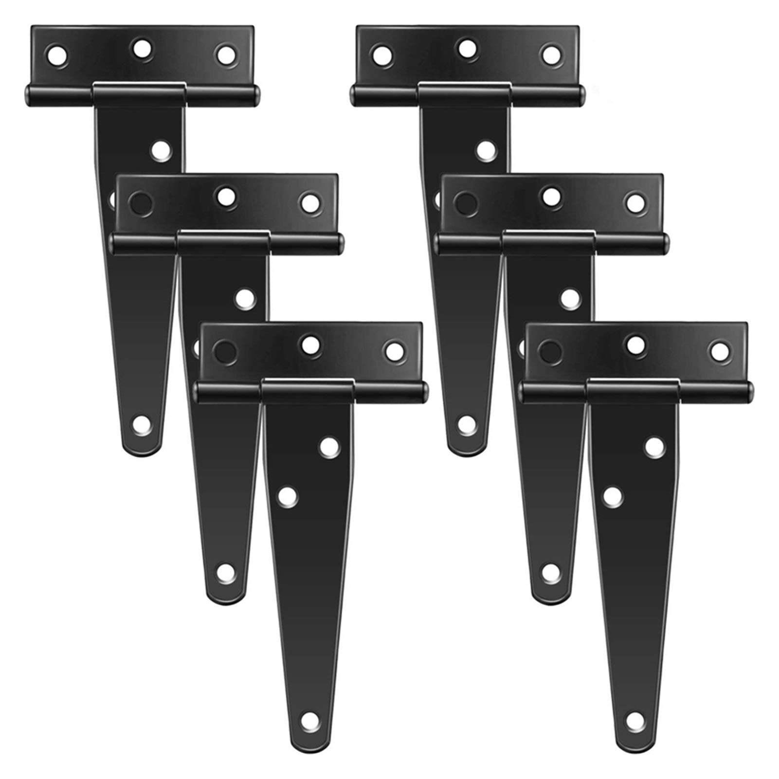 Shundeed Black 6Pcs T Hinges, 4-Inch Heavy-Duty Hinges, T Hinges, Hinges, Gates, For Windows, Fences And Barn Doors