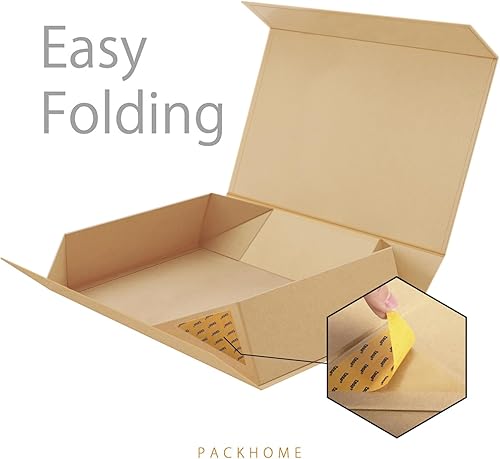 Miniatura 10 de PACKHOME Caja de regalo de 11 x 7.8 x 2.3 pulgadas, caja de regalo con tapa, caja resistente para camisas con tapa magnética para envolver regalos