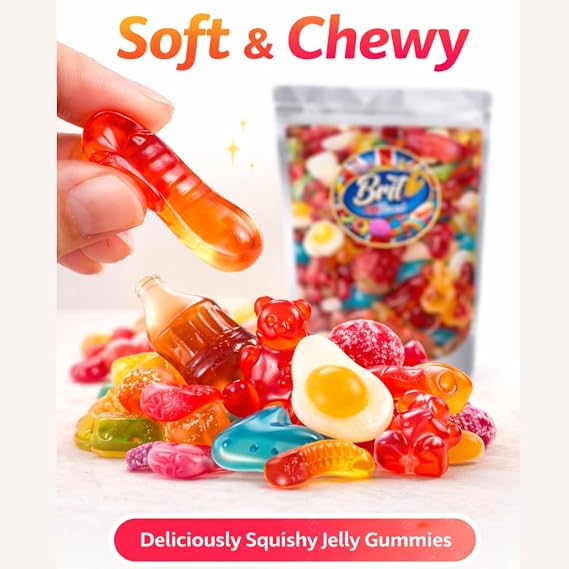 BRIT TREAT 1kg Premium Pick n Mix Sweets - Traditional Fruit Gummy Sharing Pouch - Juicy Retro Jelly Candy Mix - Large Bulk Bag For Movie Nights, Gifts & Party Platters, For All Occasions.