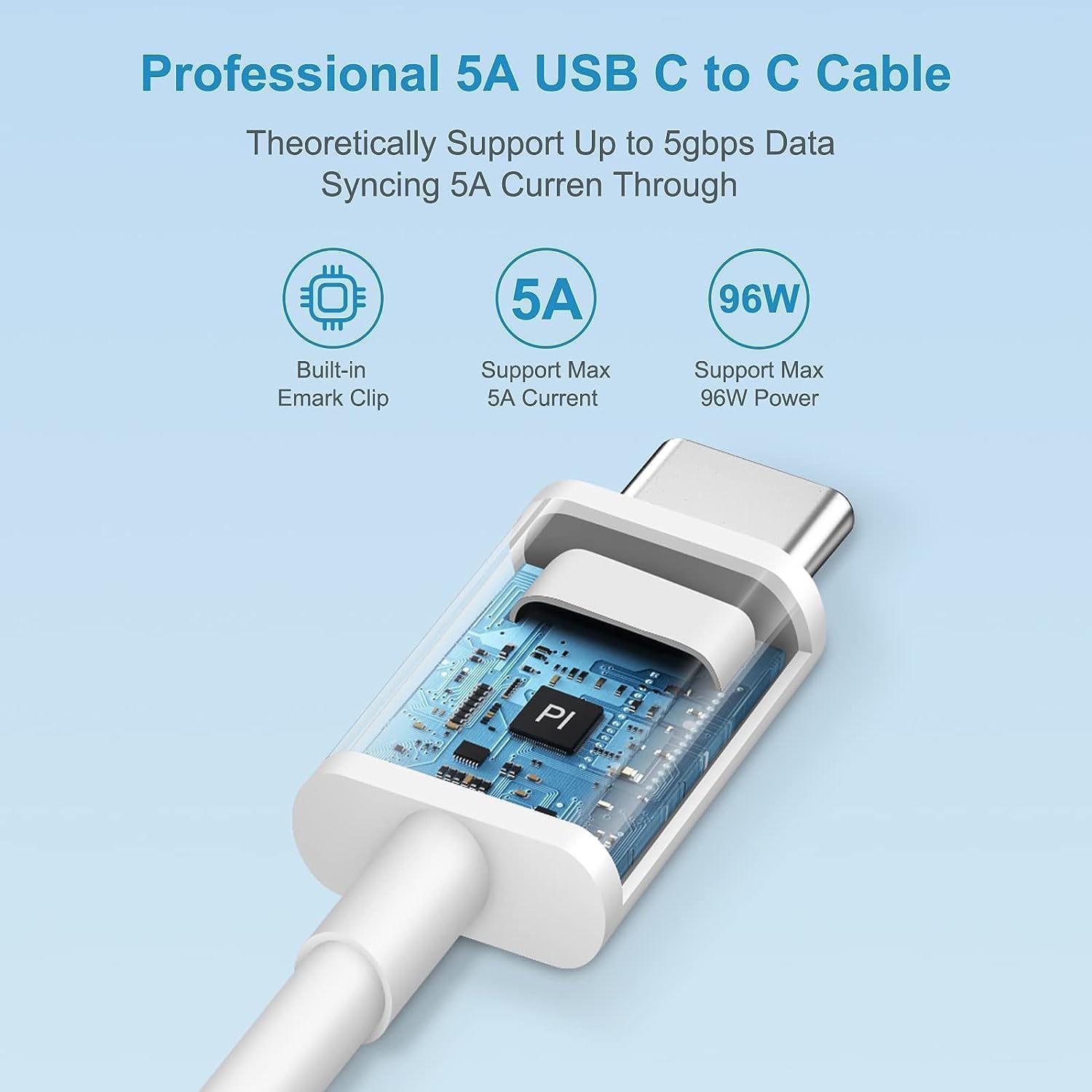 MacBook Pro Charger 96W USB C Charger for MacBook Pro 16, 15, 14, 13 inch 2024, 2023, 2022, 2021, M3 M2 M1 Air USB C Laptop Power Adapter with LED, 5A Cable Charging