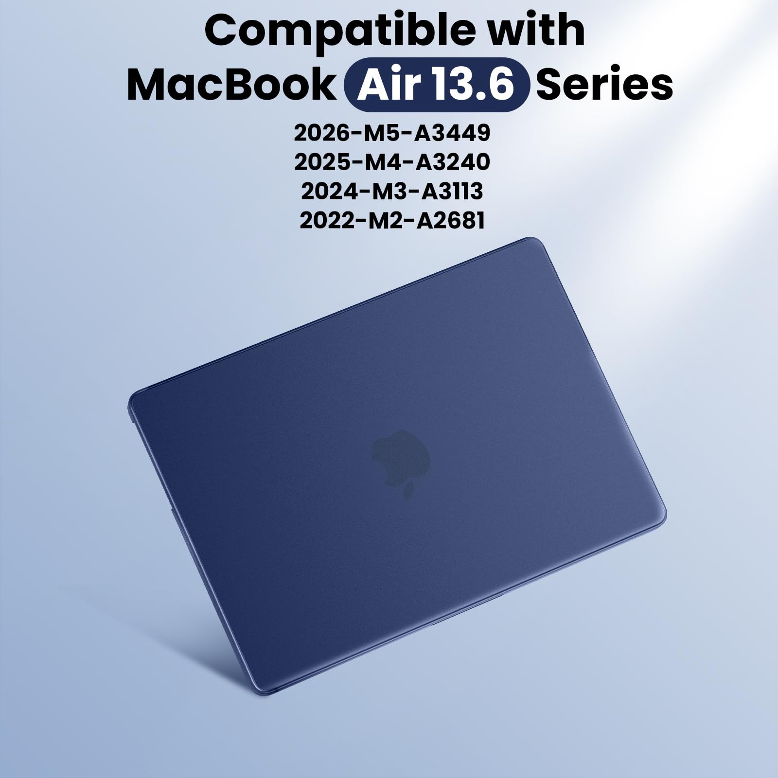 BlueSwan Custodia Compatibile con Cover MacBook Air 13 M5 2026 M4 2025 M3 2024 M2 2022 Mac Book Air 13,6 Pollici Laptop PP Case A3449 A3113 A3240 Resistente ai Graffi si Bene - Opaco Blu Mezzanotte