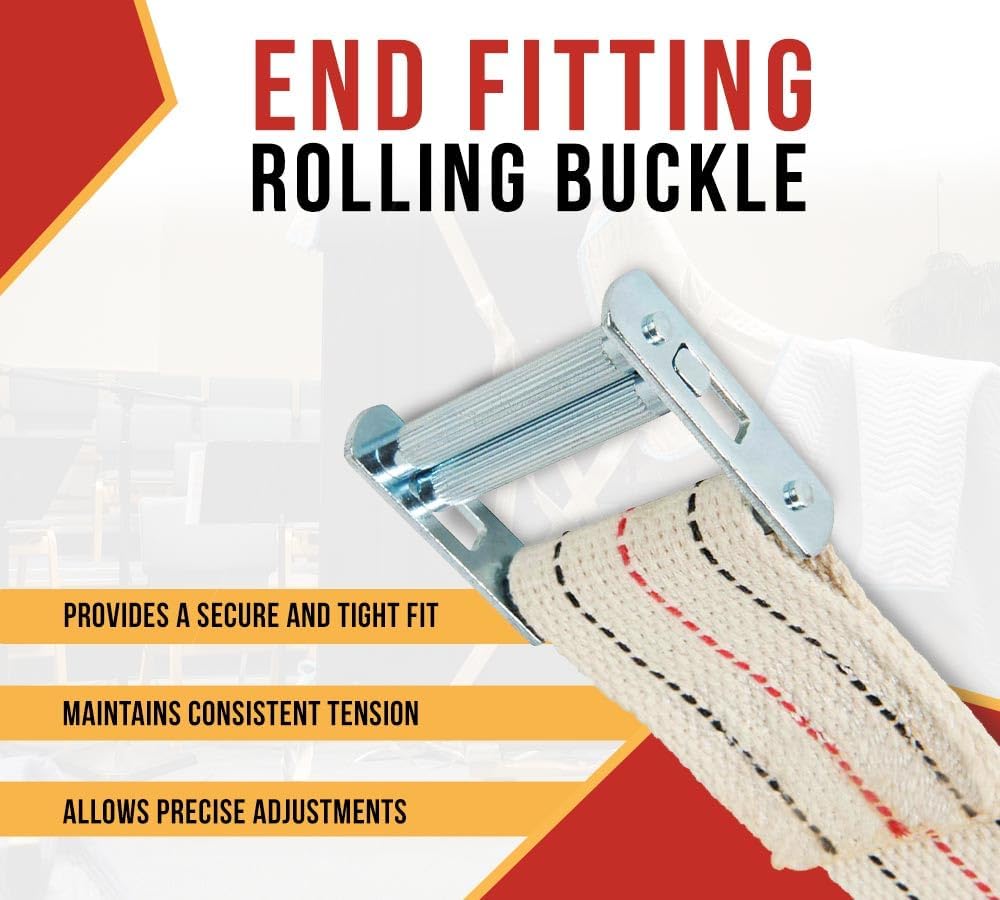 Mytee Products (2 Pack 2" x 20' Piano Moving Strap with Roller Buckle, Made from Cotton Webbing