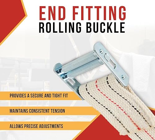 Miniatura 3 de Mytee Products Paquete de 2 correas móviles de piano de 2 pulgadas x 20 pies con hebilla de rodillo, hecha de correas de algodón
