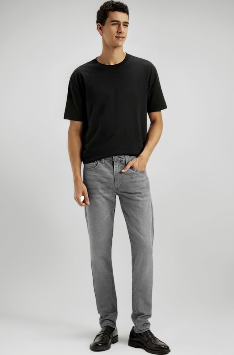 Men's Grey Tapered Fit Mid Rise Jeans