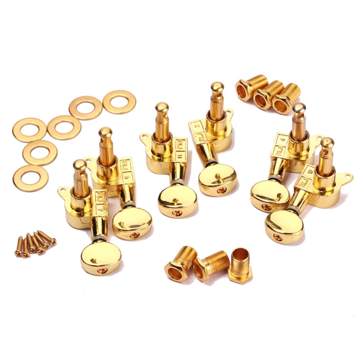 TOYANDONA 12pezzi Meccaniche Per Chitarra Elettrica Accordatori Bloccanti Per Chitarra Acustica Teste Macchina Plated Completo Con Ferrules e Viti Sostituzione Essenziale Per Elettriche e