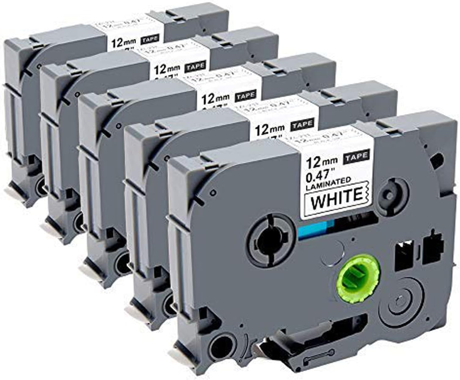 Label Maker Tape Replacement for P Touch TZ Tape 12mm 0.47 Laminated White Ptouch TZe TZe-231 Work with PT-D210 PT-H110 PTD-600 PT-D400 26.2 Feet, 5 Pack