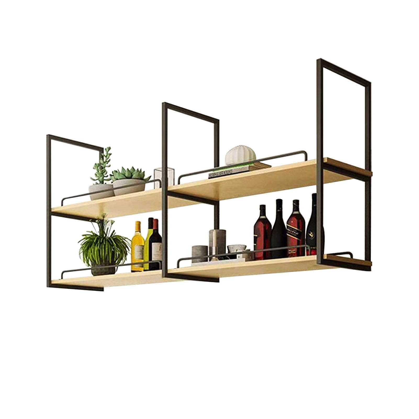 Étagère suspendue au plafond en bois noble de 120 cm pour plantes et vin
