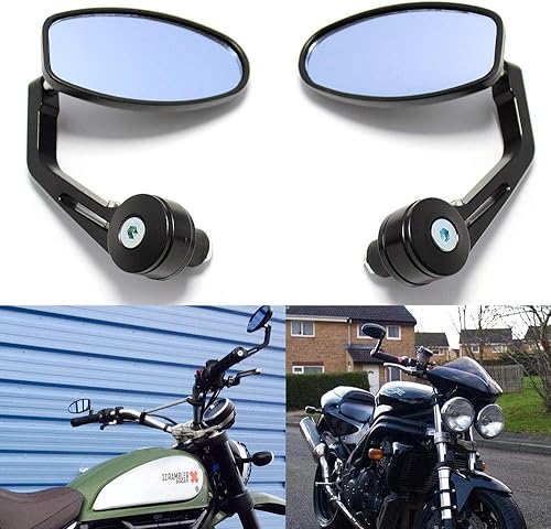 Vista 20 de Espejos universales negros para motocicleta, retrovisores laterales compatibles con Honda Scooter Suzuki Yamaha Kawasaki Victory Harley Davidson..