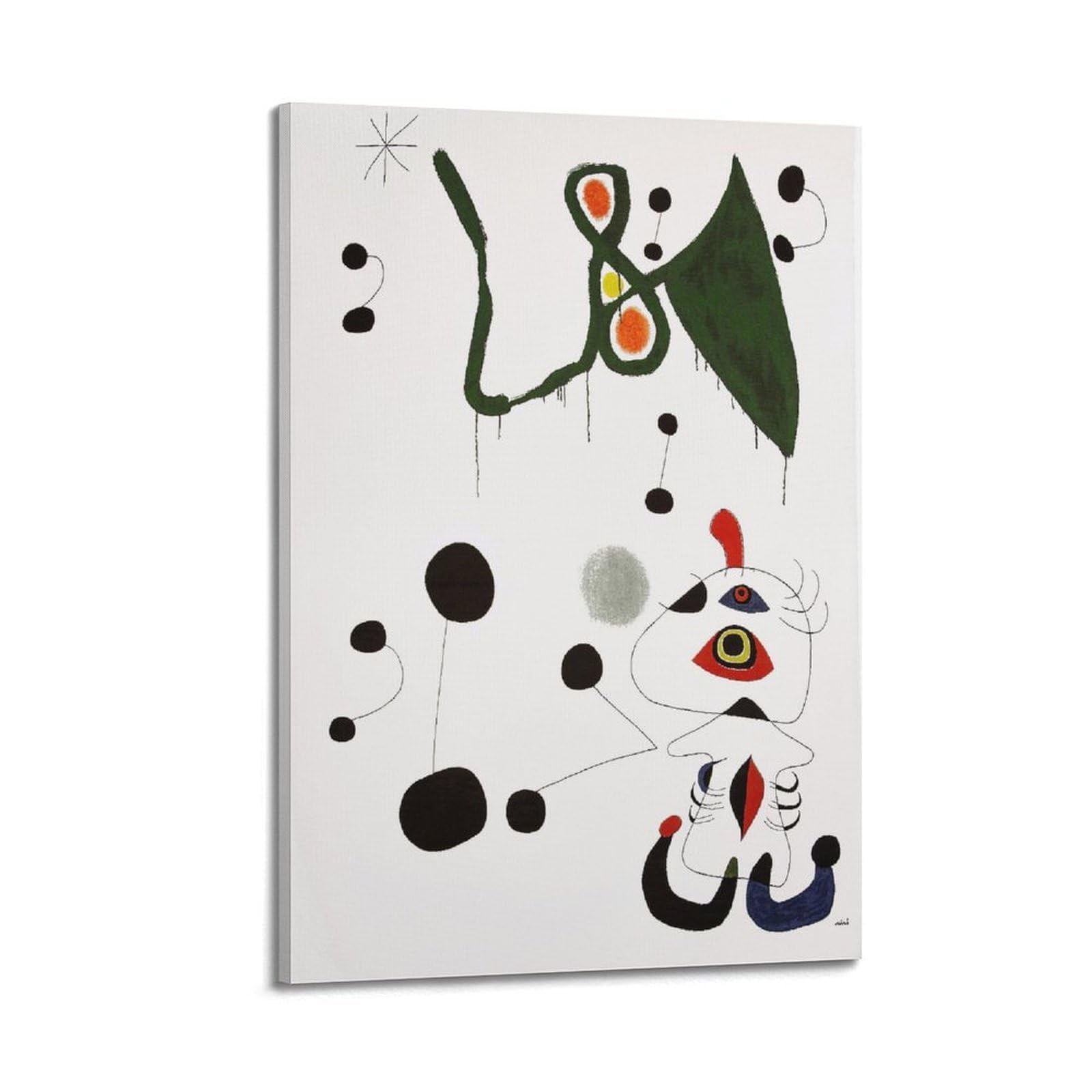 Kangzeng Frame-Style Joan Miro Painter Works (Woman And Bird In The Night) Art Posters Wall Art Picture Canvas Prints Bedroom Living Room Decor 24X36inch(60X90cm)