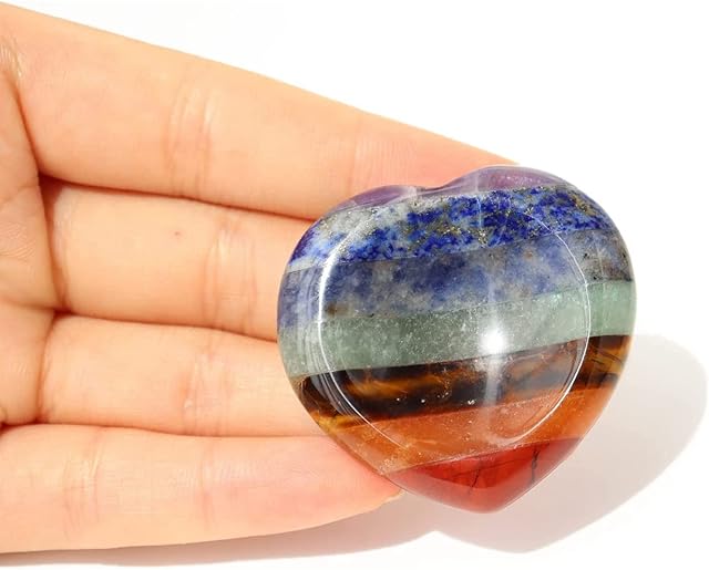 Thumb Worry Stone for Anxiety - 7 Chakra Healing Crystal Oval Pocket Palm Stone Gemstones for Anxiety Meditation Stress Relief Reiki Balancing