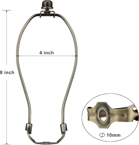 Miniatura 51 de Arpa de lámpara de latón de 8 pulgadas, 2 juegos, soporte de sombra desmontable para lámparas de mesa y pie, soporte resistente con sillín y remate