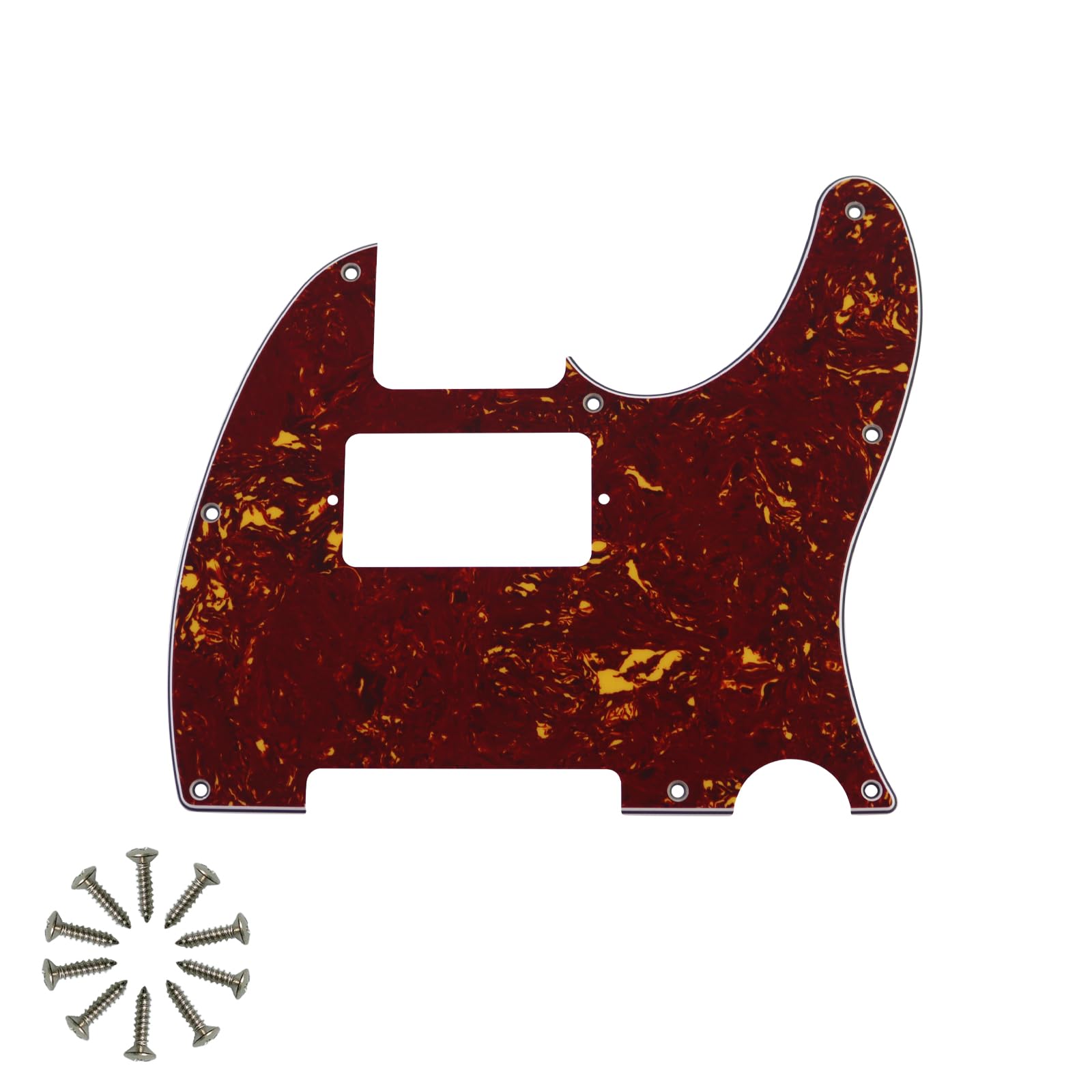 8-Hole HH Tele Pickguard for Fender Telecaster, Red Tortoise 4Ply