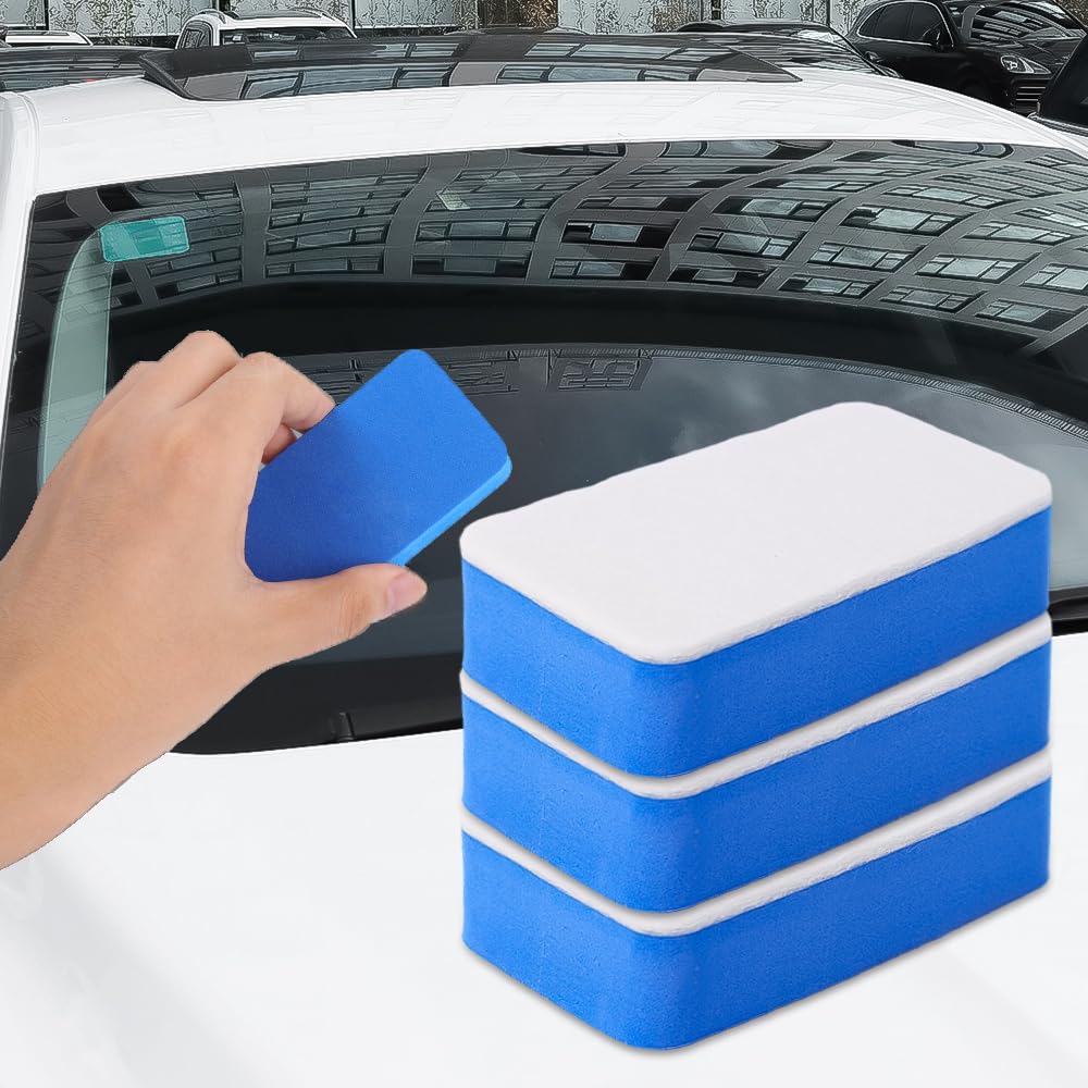 5Pcs Car Glass Cleaning Sponge Windshield Oil Film Remove Wipe Auto Polishing Sponge Car Wash Tools, Small Size 5 * 4 * 2.5cm