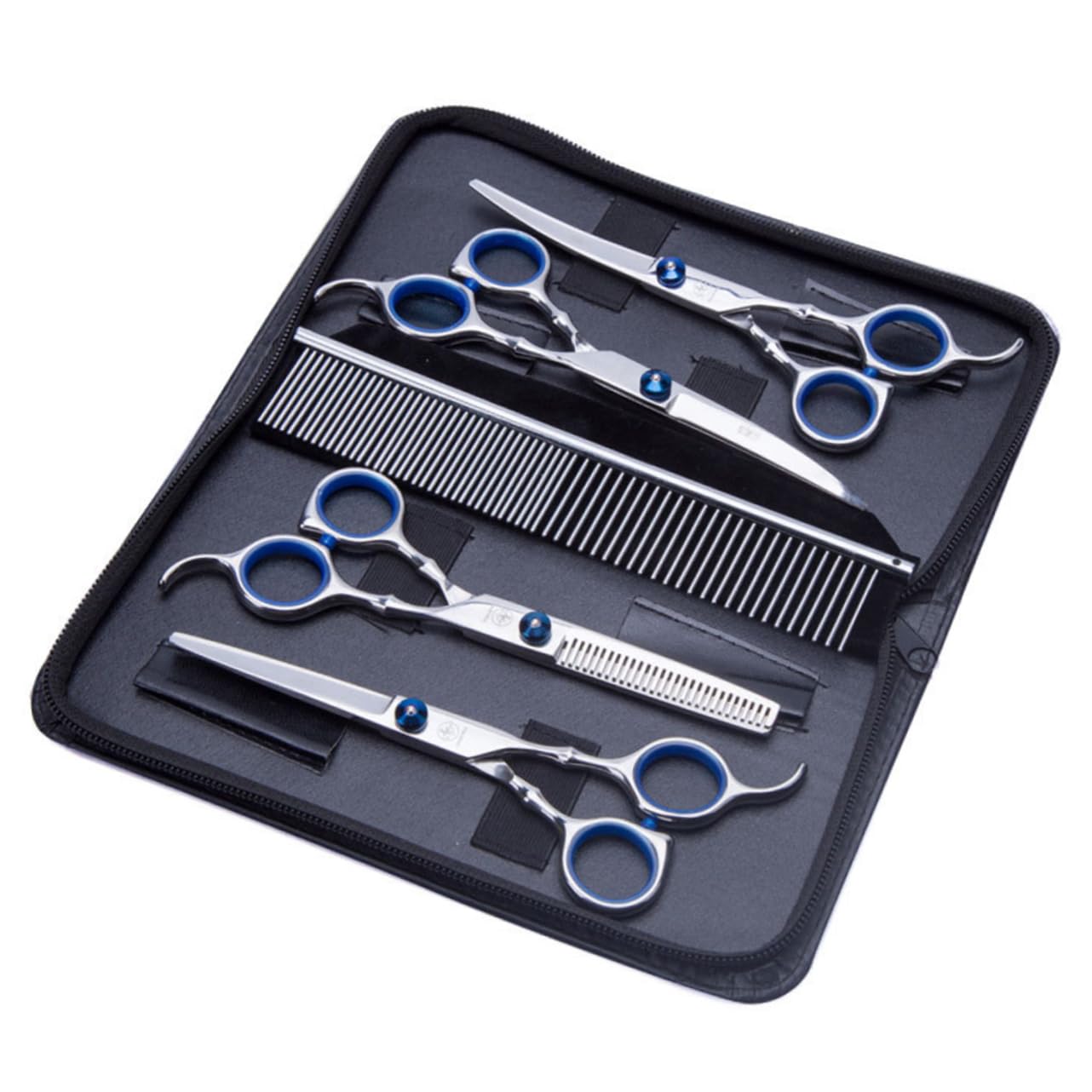 Ciseaux de Toilettage pour Animaux, Coupe et Trimming, 1 Set Métal Argenté