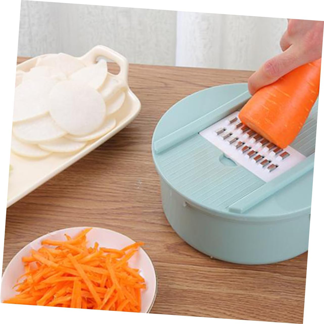 12pcs Multifunctional Potato Slicer Kitchen Shredder Vegetable Chopper Turnip Grater Strong Cutting Head Non-slip Bottom Pad Safe