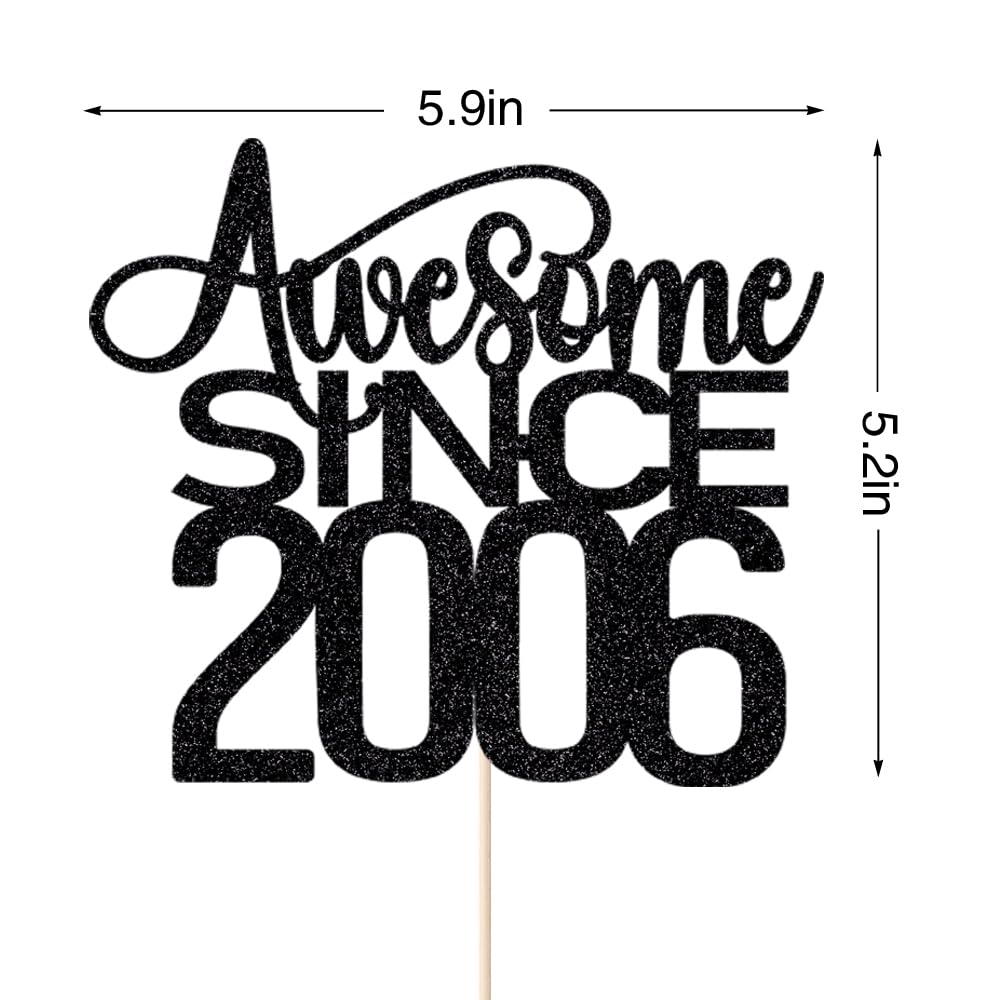 Naicaek 19th Awesome Since 2006 Cake Topper,Happy 19th Birthday Cheers to 19 Years Birthday Cake Pick 19 Fabulous Cake Decorations,19th Birthday/Anniversary Party Decorations for Men Women