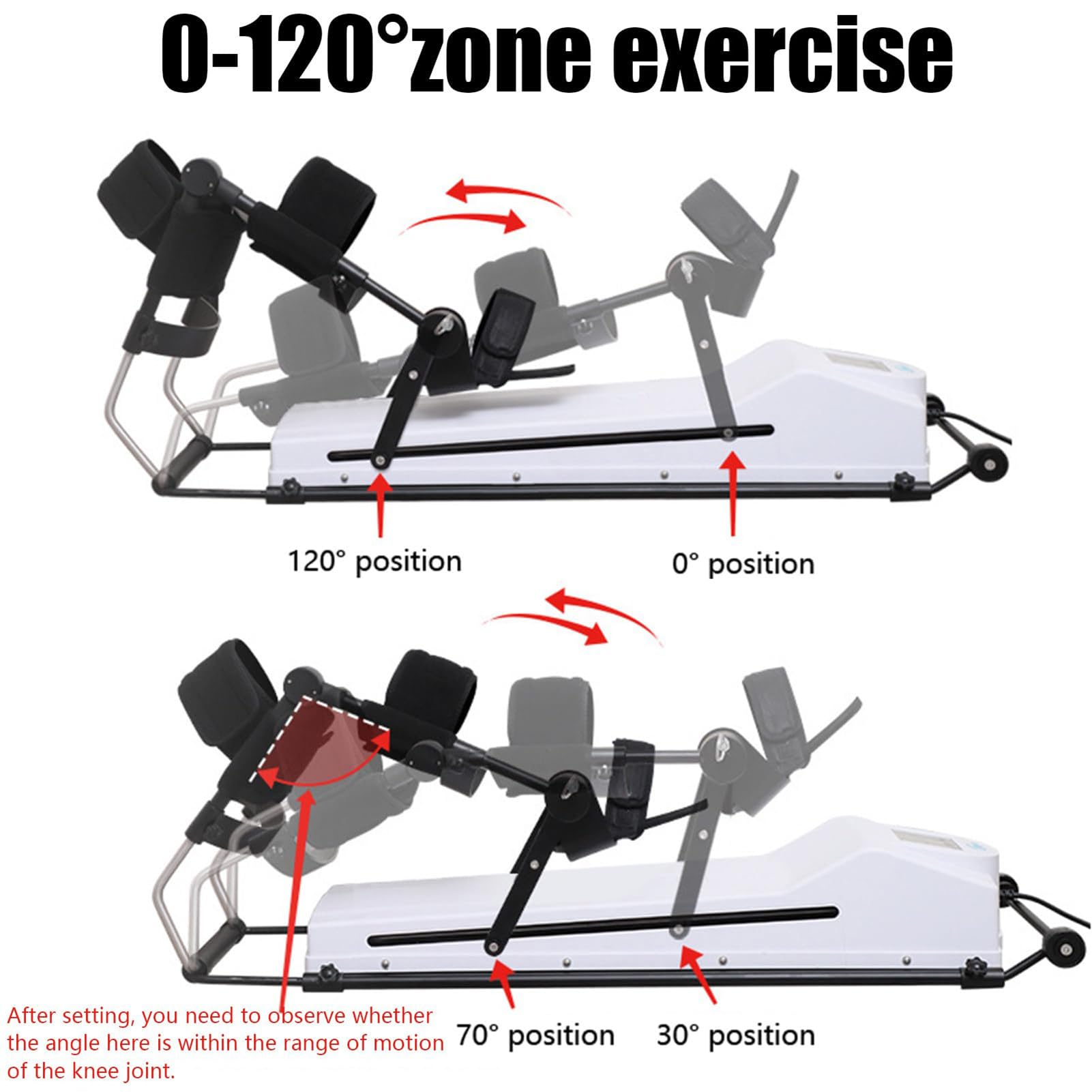 Equipo de rehabilitación de rodilla | Máquina de movimiento pasivo continuo | Flexión/extensión de 0°-120° | Entrenamiento bidireccional para rigidez de extremidades inferiores