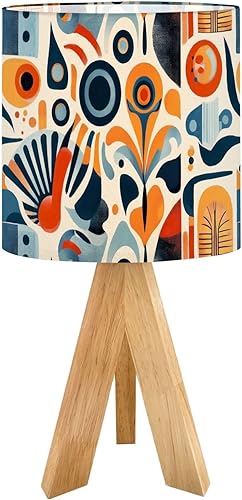 Miniatura 14 de Tripod Table Lamp Retro Checkered Peel Stick Geometric Abstract Modern 1970s Bedside Lamps Small Lamp Nightstand Lamp with Linen Lampshade Table