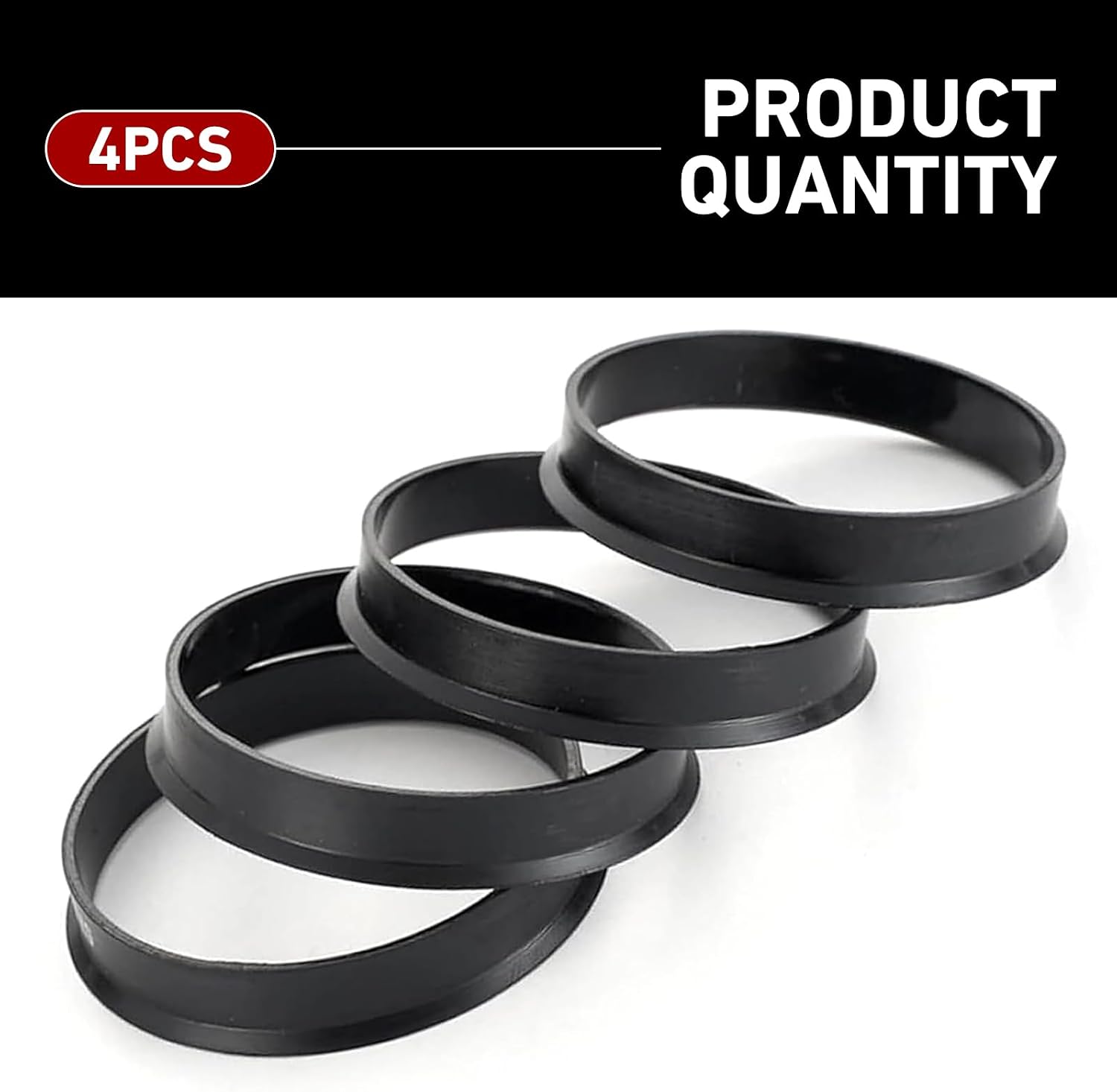4 PCS Hub Centric Rings, 73.1 to 60.1 Plastic Hubrings, O.D:73.1-I.D:60.1 mm Hub Rings, Fit for Cars (Black)