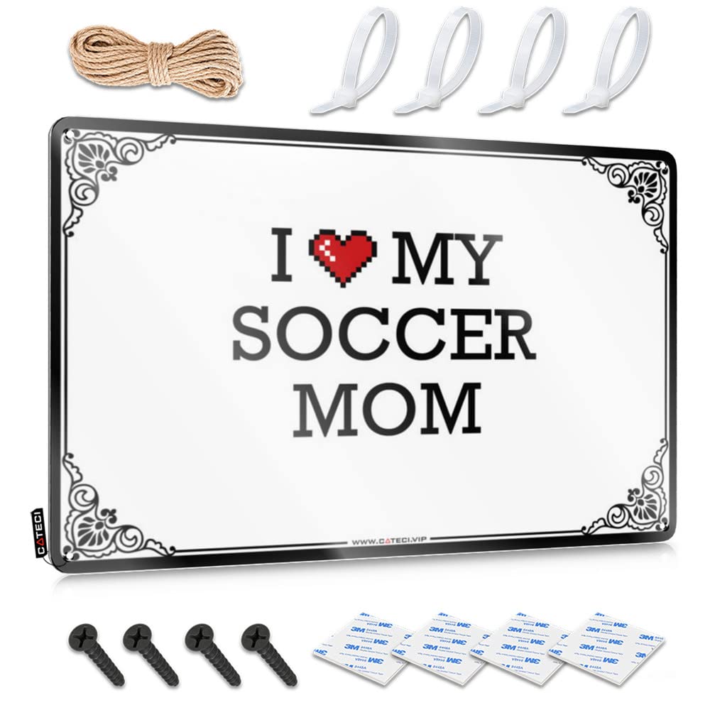 Men Decor Accessory Wall Signs | I Love My Soccer Mom Country Decorative Wall Art Ready To Hang For Premises(30X40CM)