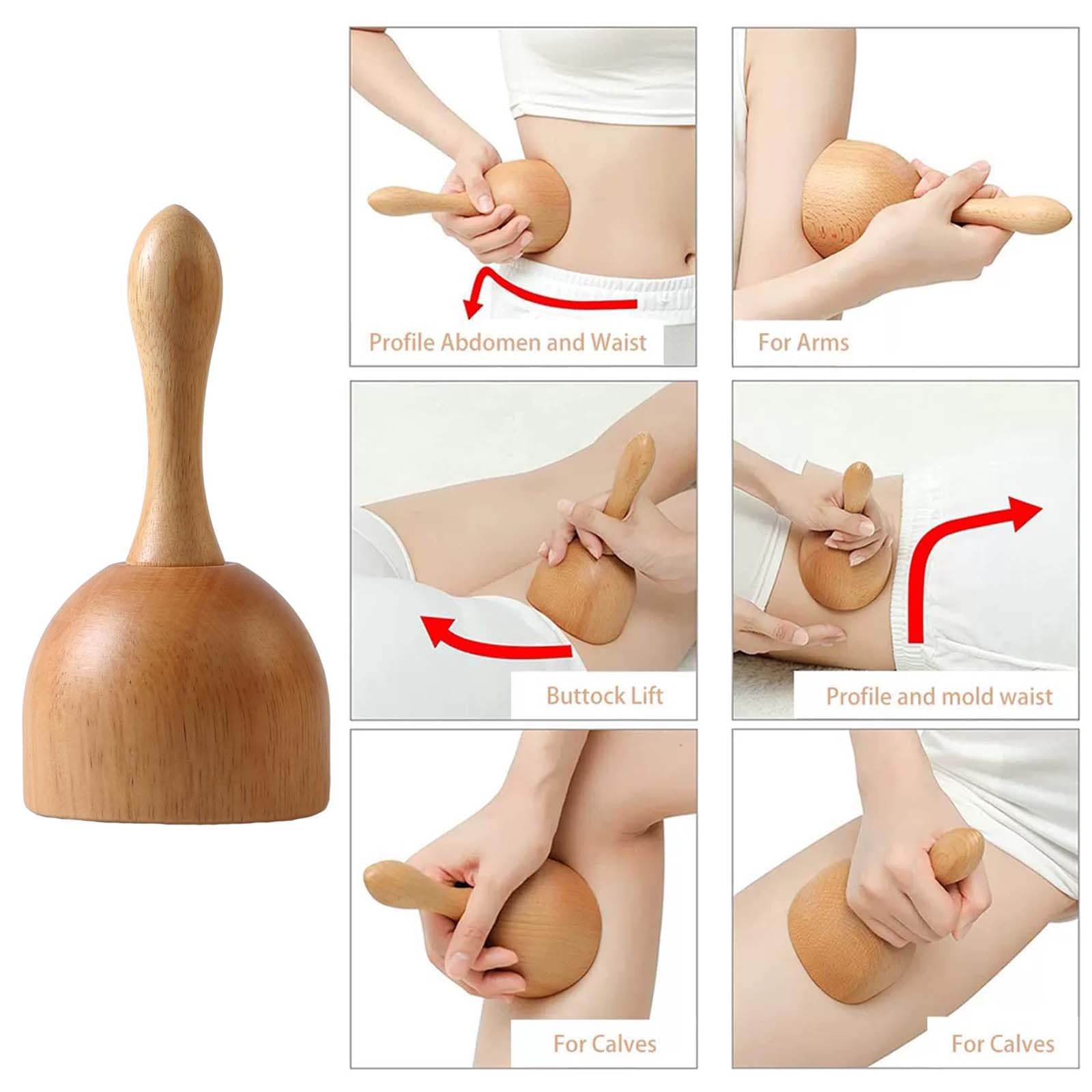 Gua Sha Set di 4 rulli massaggianti in legno, Gua Sha massaggiatore per collo, gambe, occhi, schiena e corpo, sollievo dal dolore e rilassamento, maderoterapia