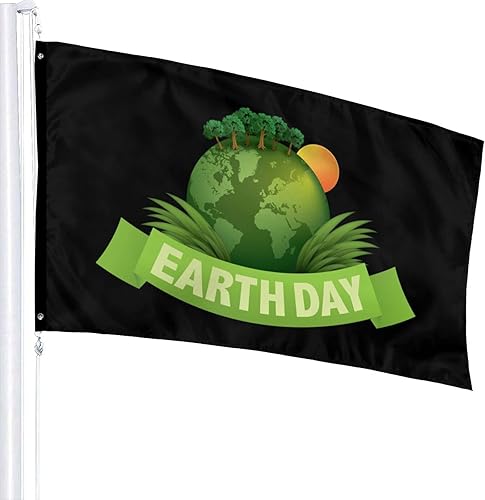 Vista 3 de Green Earth Overgrown with Grass and Trees Earth Day Flag 3x5 Feet Garden Decor Outdoor Banner Sign Party Parade Breeze Home Fade Proof Flags