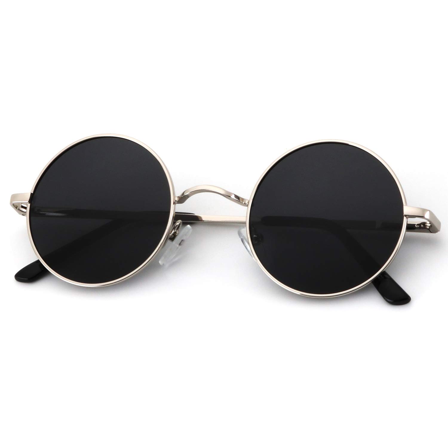 KALIYADI Round Polarized Sunglasses for Men Women Halloween Costume Retro Metal Hippie Circle Style Sun Glasses UV Protection