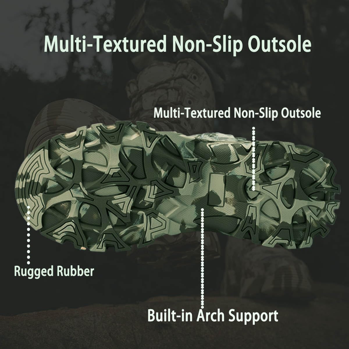 Men's Lightweight Tactical Combat Boots with Side Zipper & Slip-Resistant Sole