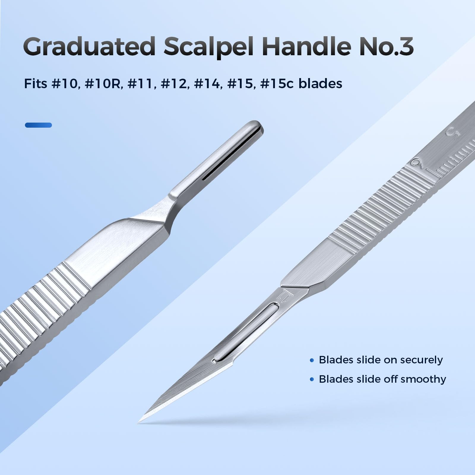 JMU 2 Pcs Scalpel Handle No 3, Stainless Steel Dermaplane Handle — Amazon image 3