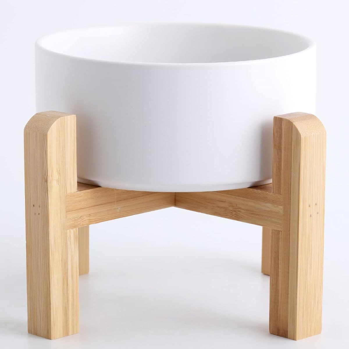 Petygooing Cuenco de cerámica para perros elevado/elevado blanco de 28 onzas para razas pequeñas y medianas, plato de agua para comida para perros con soporte, cuenco de alimentación para mascotas con goma antideslizante para gatos perros pequeños y medianos (3,6 tazas)