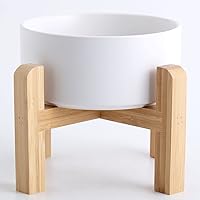 Vista 8 de Petygooing Tazón de cerámica elevado/relevado de 28 OZ para perros de razas pequeñas y medianas, plato de agua y comida para perros con soporte