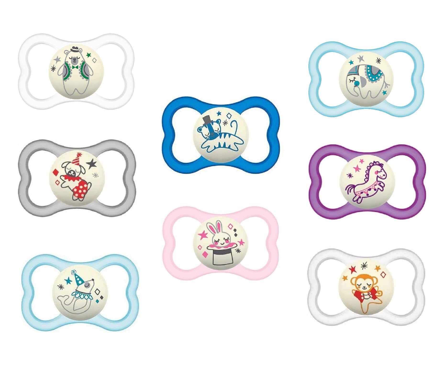 MAM Air Day & Night 8 Count Baby Pacifier, for Sensitive Skin, Glows in The Dark, 6-16 Months, Unisex Baby, Value Pack