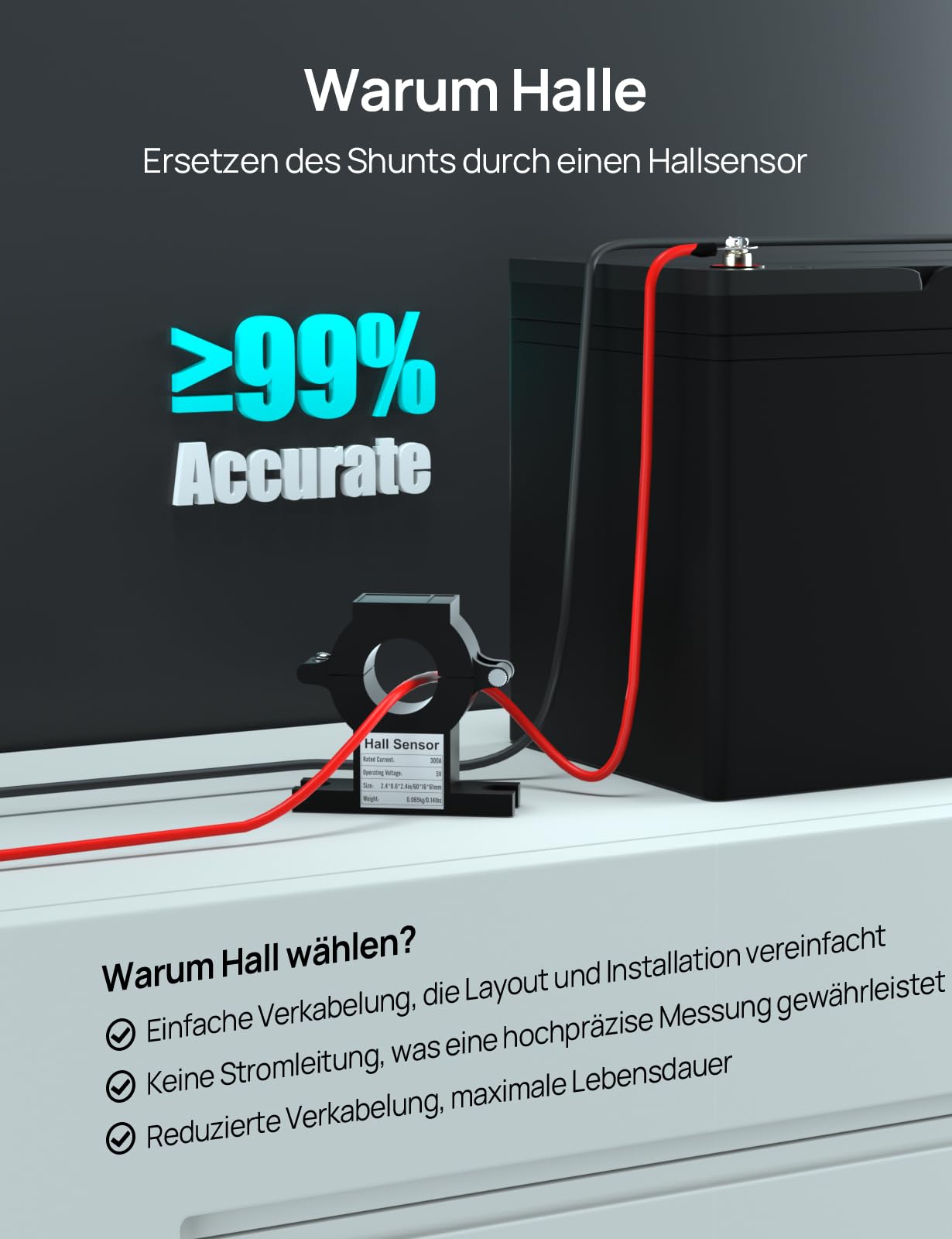 ECO-WORTHY aufgerüstet Batterie Monitor 300A 12V/24V/36V/48V,3,5" Touchable Display Batteriemonitor mit Alarm,9-80V Li-Ion/LiFePO4/Gel-Batterien Batterietester für Wohnmobile, Solaranlagen